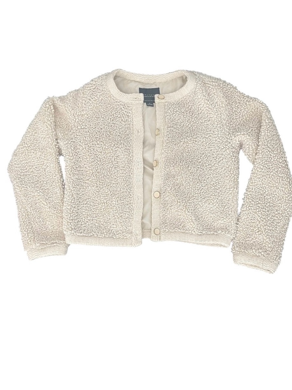 Sanctuary Cream Bouclé Fleece Cozy Jacket Coat Small w Extra Button